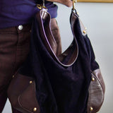 Bolsa Hobo Gucci Jockey Monogram Camurça Preto | Marrom
