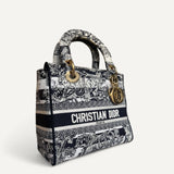 Bolsa Dior Medium Lady D-Lite Azul Palms Bordado