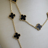 Colar Van Cleef Longo Vintage Alhambra 20 motivos Ônix em Ouro Amarelo
