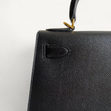 Bolsa Hermès Kelly 28 Epsom Noir com Ferragens Gold