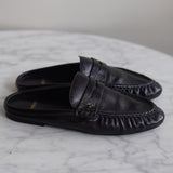 Mule Saint Laurent Le Loafer em Couro Brilhante com Vincos