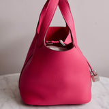 Bolsa Hermès Picotin 18 Clemence Rose Shocking com Ferragens Palladium