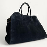 Bolsa The Row Margaux Grande em Suede Preto