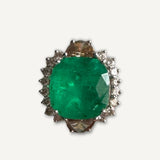 Anel de Esmeralda Colombiana e Diamantes Fancy Brown