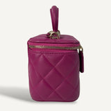 Bolsa Chanel Quilted Top Handle Pink Vanity Bag  Lambskin Gold Hardware