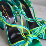 Sandália Saint Laurent Gippy Tons de Azul e Amarelo