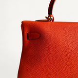 Bolsa Hermès Kelly 35 Togo Orange com Ferragens Gold