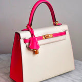 Bolsa Hermès Kelly 25 Epsom Craie | Rose com Ferragens Gold