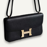 Bolsa  Hermès Constance Elan Epsom Noir com Ferragens Gold
