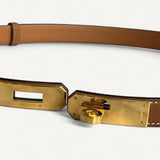 Cinto Hermès Kelly 18 Gold com Ferragens Gold