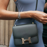 Bolsa Hermès Constance 18 Swift Vert Mangrove com Ferragens Permabrass