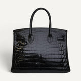 Bolsa Hermés Birkin 30 Croco Preta com Ferragem Palladium