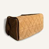 Bolsa Chanel 25 Small em Suede Caramelo com Ferragens Douradas