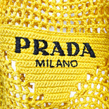 Bolsa Prada Tote em Ráfia Amarelo Cítrico