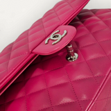 Bolsa  Chanel Jumbo Double Flap em Couro Lambskin Pink Ferragem Prata