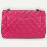 Bolsa  Chanel Jumbo Double Flap em Couro Lambskin Pink Ferragem Prata