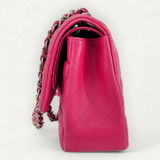 Bolsa  Chanel Jumbo Double Flap em Couro Lambskin Pink Ferragem Prata