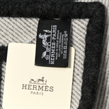 Manta Hermès Avallon  Cinza Escuro com Branco