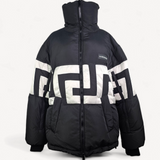 Jaqueta Versace Puffer Preta Detalhe Branco Logo