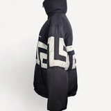 Jaqueta Versace Puffer Preta Detalhe Branco Logo