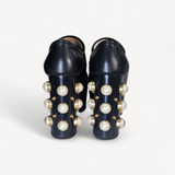 Mocassim Gucci de Plataforma Vegas Embellished em Couro Preto Faux Pearl