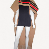 Poncho Burberry Bege com Listrado em Caximira