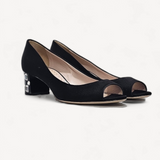 Peep Toe Miu Miu Salto com Cristais Preto