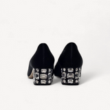 Peep Toe Miu Miu Salto com Cristais Preto