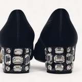 Peep Toe Miu Miu Salto com Cristais Preto