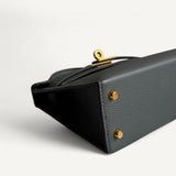 Bolsa Hermès Mini Kelly Epsom Gris Meyer com Ferragens Gold