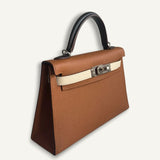 Bolsa Hermès Mini Kelly Epsom Tricolor Gold | Nata | Noir com Ferragens Palladium