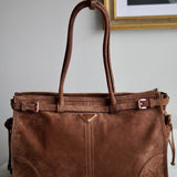 Bolsa Prada Bonnie Camurça Lambskin  Marrom Cacao