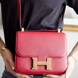 Bolsa Hermès Constance 24 Epsom Rouge com Ferragens Gold