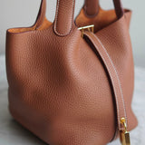 Bolsa Hermès Picotin 18 Clemence Gold Com Ferragens Gold