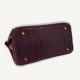 Bolsa Hermès Birkin 25 Croco Matte Rouge com Ferragens Gold