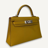 Bolsa Hermès Mini Kelly Chevre Verso Jaune de naples | Rose Extreme com Ferragens Palladium