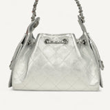 Bolsa Chanel 25 Mini Prata com Ferragens Prateadas