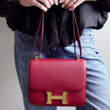 Bolsa Hermès Constance 24 Epsom Rouge com Ferragens Gold