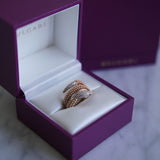 Anel Bvlgari Serpenti Rose Gold com Diamantes