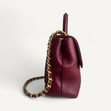 Bolsa Chanel Medium Trendy CC Burgundy com Ferragens Douradas