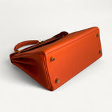Bolsa Hermès Kelly 25 Togo Orange H com Ferragens Gold