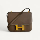 Bolsa  Hermès Constance 18 Swift Etoupe com Ferragens Gold