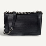 Bolsa Chanel Boy Striped Preta Média