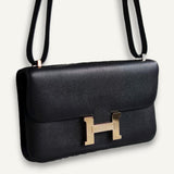 Bolsa  Hermès Constance Elan Epsom Noir com Ferragens Gold
