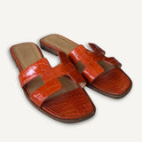 Sandália Hermès Oran Croco Orange