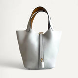 Bolsa Hermès Picotin Lock Eclat Nata com Gold e com Ferragens Gold