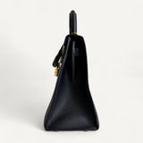 Bolsa Hermès Kelly 28 Epsom Noir com Ferragens Gold