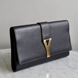 Clutch Yves Saint Laurent Y Ligne Couro Preto