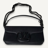 Bolsa Valentino Garavani Loco Couro Preta Pequena