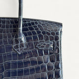 Bolsa Hermès Birkin 30 Croco Niloticus Shiny Bleu Marine com Ferragens Palladium